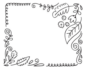 Set of border, brush, frame in doodle style.vector illustration. 