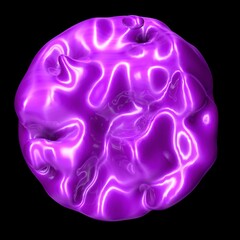 Abstract figure of a purple liquid in a sphere. 3D render