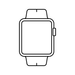 Smart watch icon. Black linear hand clock icon. Vector illustration. Smart watch symbol isolated