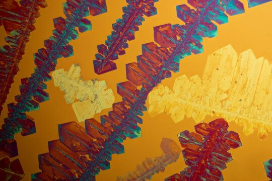 Chemical substance potassium chlorate made by a microscope in polarized light