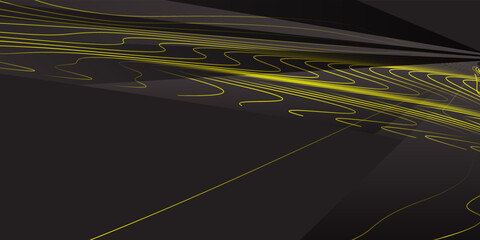 Abstract black background with yellow lines