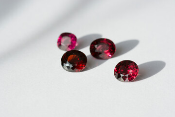 Genuine natural cherry red rhodolite garnets gemstones lot, set settings for making jewelry on...