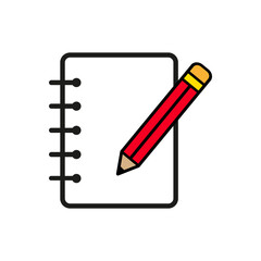 notepad with pencil, writing concept icon vector