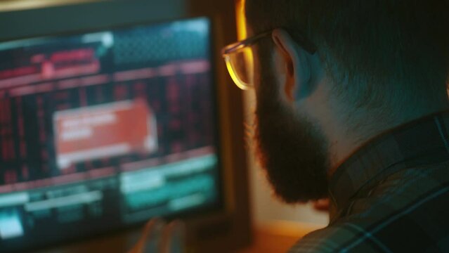 Hacker trying to breach system, hacking password, getting access to secret data