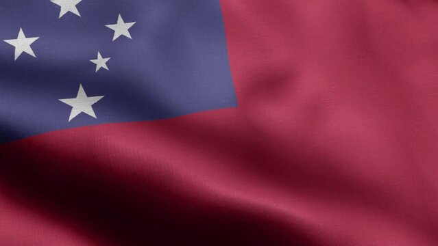 Flag Of Samoa - Samoa Flag High Detail - National flag Samoa wave Pattern loopable Elements - Seamless loop - Highly Detailed Flag - The flag of fluttering in the wind - Highly detailed animation of