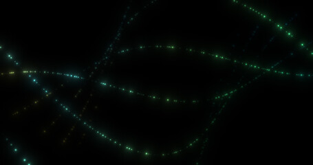 Naklejka premium Colorful particles abstract background. Beautiful futuristic glittering in space on black background.