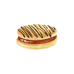 Watercolor illustration of sweet cookies hand painting