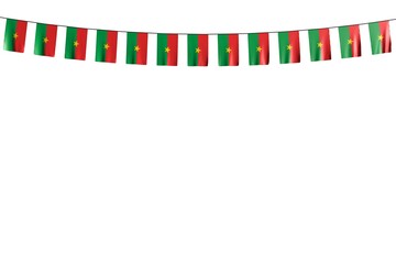 cute any occasion flag 3d illustration. - many Burkina Faso flags or banners hangs on rope isolated on white
