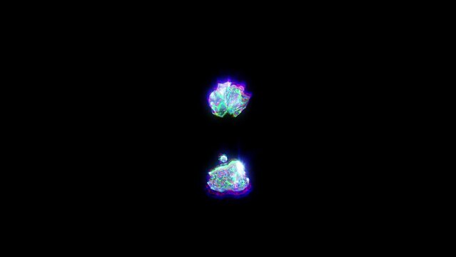 colon of cybernetical crystals with chromatic aberrance - distorted alphabet, isolated - loop video