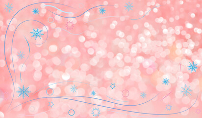 beautiful winter background with blue snowflakes on a shiny background