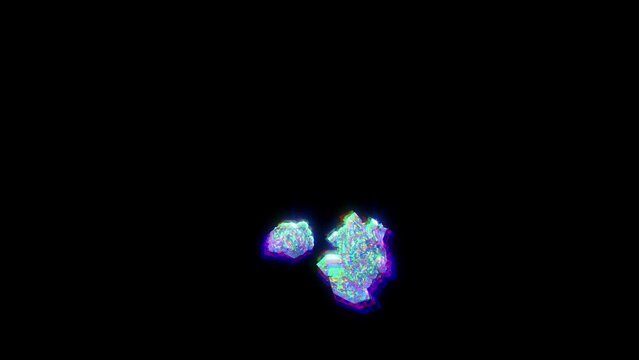 period (full stop) and comma of cybernetical crystals with chromatic aberrance - distorted alphabet, isolated - loop video