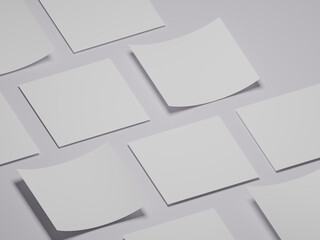 Square flyer mockup with 3d rendering.  White background 3D Illustration