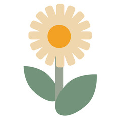 chamomile Flower in retro groovy style on a white background. Vector illustration