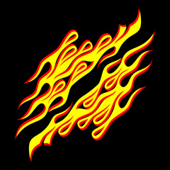 Cool fire flame vector design on black background