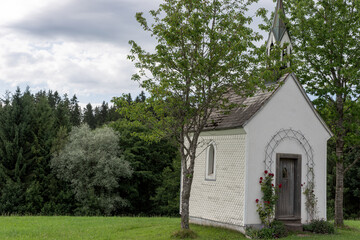 Small white chapel in the Black Forest. Germany
