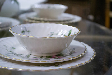 Antique vintage fine china porcelain dishes table setting