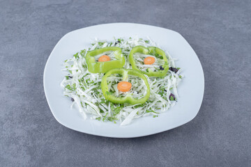 Sweet pepper carrot and vegetables , on the marble background