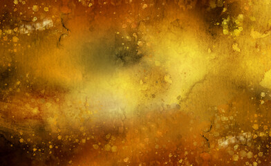 Gold Watercolor Texture. Abstract art background orange, yellow and golden colors. Colorful background. Copy space.