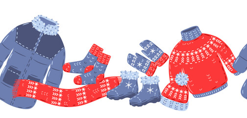 Seamless pattern with warm winter clothes. Background for advertising and marketing.