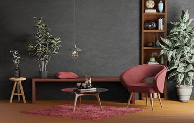 mock up poster frame in modern interior background, living room, Scandinavian style, 3D render, 3D illustration