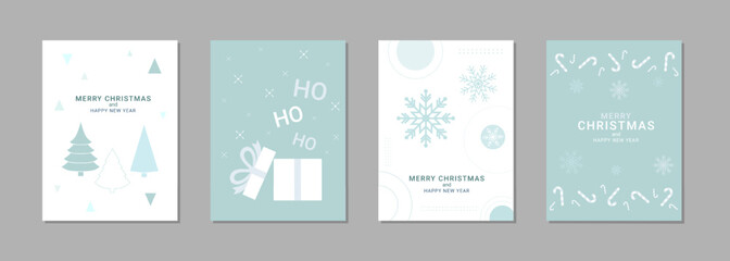 Fototapeta na wymiar Set of merry christmas and new year greeting cards. Speech text design with simple elements. Vector illustration