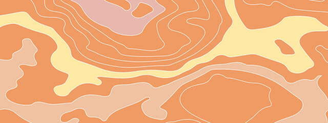 The stylized colorful wavy abstract topographic map contour, lines Pattern background. Topographic map and landscape terrain texture grid. Wavy banner and color geometric form. Vector illustration.