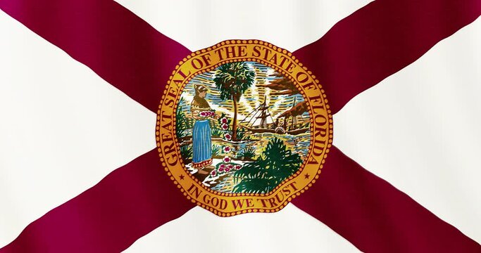 Florida flag seamless loop animation. 4k animation background with flag of Florida, USA. 4k resolution animated backdrop.
