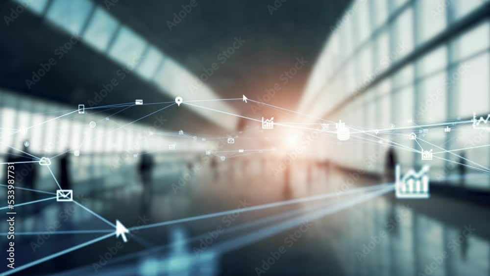 Aufkleber modern lobby and communication network concept.