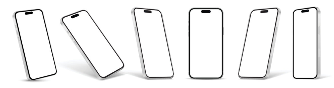 Realistic smartphone mockup. perspective mobile phone mockup vector similar to iphone with blank screen isolated on white background, Vector illustration