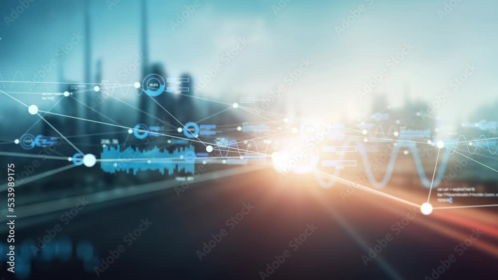 Aufkleber smart city and communication network concept. digital transformation.