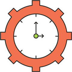 Clock gear icon vector effective time control