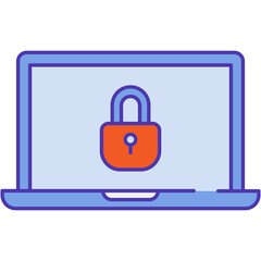 Lock on laptop screen vector safe computer icon