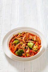 slow-cooked shredded chicken breast stew, top view