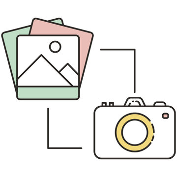 Travel and vacation camera and image with vibes icon