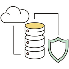 Cloud computing and database protection and security icon