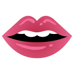 Red Pink Lip Sexy Lips White Teeth Flat Design Illustration Logo Template