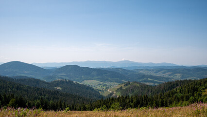 panorama of the mountains in autumn
