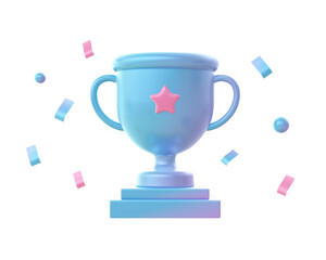3d render of Gradient champion trophy cup winner front illustration icons for web social media ads designs