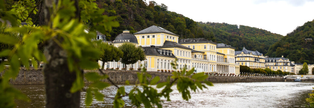 historic german bad ems on the lahn river panorama