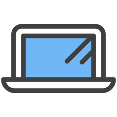 Opened laptop portable pc computer vector icon