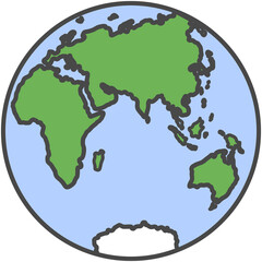 Earth globe planet with continent and water flat vector icon