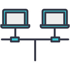 Computer lan network communication flat vector icon