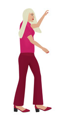 Woman in red standing. vector illustration