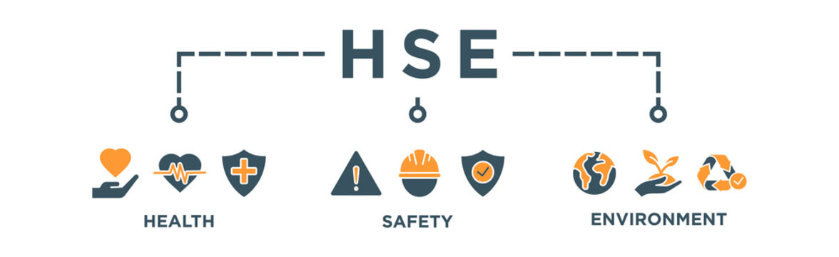 HSE Web Banner Icon Vector Illustration for Health Safety Environment in The Corporate Occupational Safety and Health	
