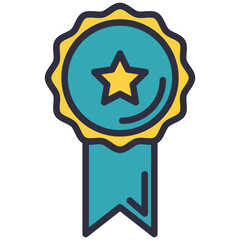 Medallion icon successful management reward vector. Award sticker.