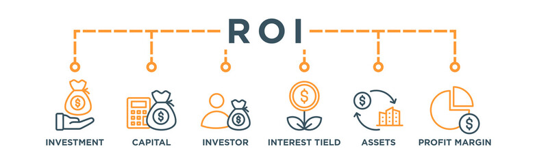 Roi banner web icon vector illustration