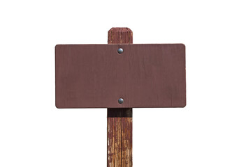 Blank brown national forest trail sign isolated.