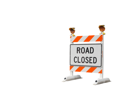 Road closed construction sign