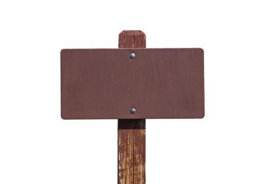 Blank brown national forest trail sign isolated.