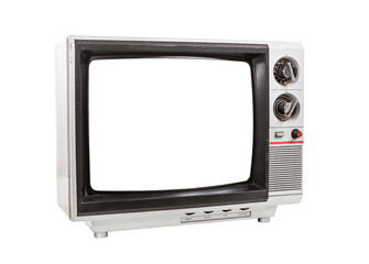 Portable television isolated with cut out screen.
